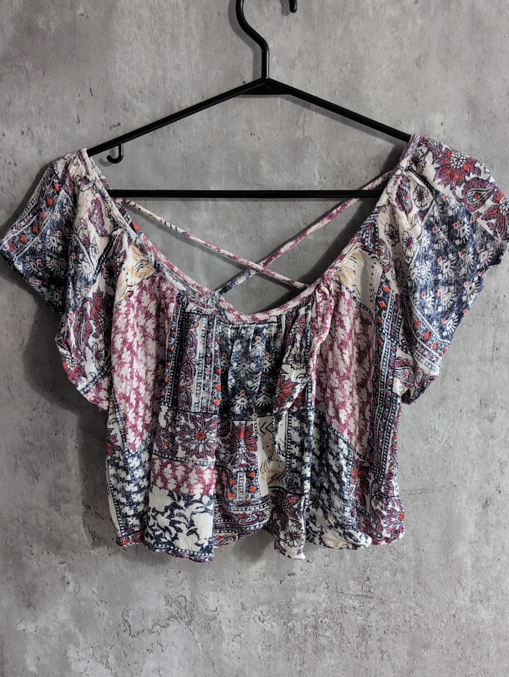 Peasant Crop Top with Crisscross Back
